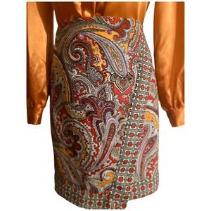 New York & Company Faux Wrap Paisley Print Pencil Skirt Size 6